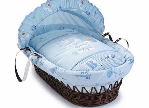 Clair de Lune Ahoy Dark Wicker Moses Basket