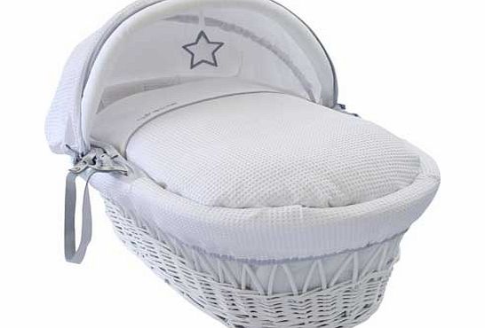 Clair de Lune Silver Lining Wicker Moses Basket