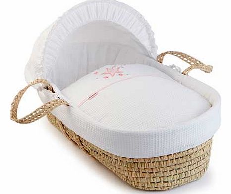 Clair de Lune Stardust Palm Moses Basket - Pink