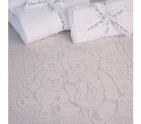 Clair De Lune Teddy Pram Blanket White