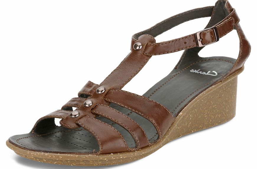 Reggae Blues Leather Wedge Sandals