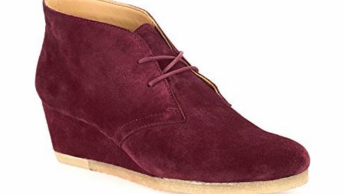 Clarks Womens Originals Yarra Desert Leather Boots In Wine Standard Fit Size 6