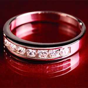 classic Sterling Silver Channel Set Ring (Size 7)