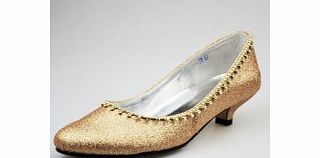 CLOSED Toe Pumps Glitter Low Heel Chunky Heel