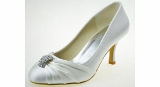 Toe Pumps Satin Stiletto Heel Pumps Ivory