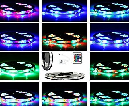 CoastaCloud? CoastCloud 5M Strip Light Car SMD 3528 300led DC 12V Lamp Flexible IP65 Outdoor Waterproof Lamp RGB Multi Colour with 24 Keys IR Remote