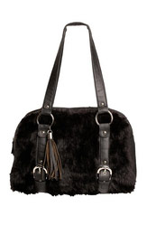 faux fur tassle shoulder bag