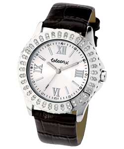 coleen X Ladies Black Stone Set Watch