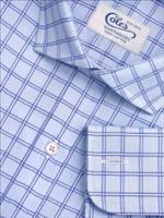 Coles Mens Cutaway Collar Blue Lattice Check Handmade