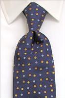 Navy / Gold Three Spot Pure Silk Tie