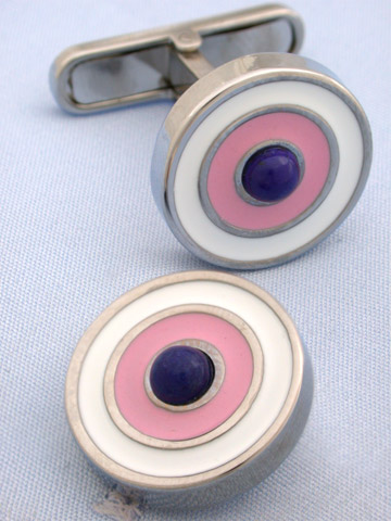 White Pink and Lapis Target Cufflinks