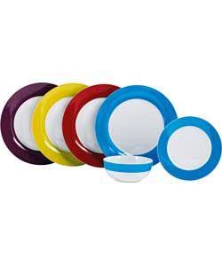 Colour Match 12 Piece Band Porcelain Dinner Set