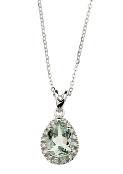 9ct Gold Green Amethyst and Diamond Pendant