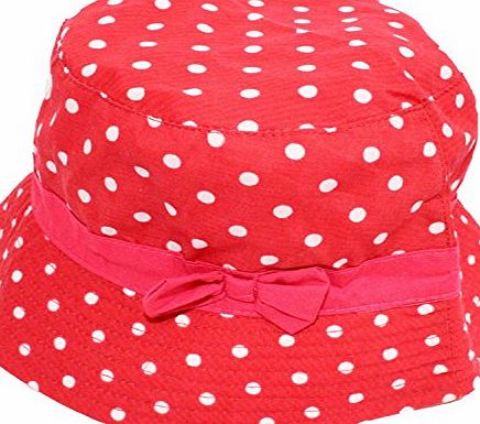 Colourful Baby World Kids Girls RED POLKA DOT Cotton Bucket Beach Sun Hat ONE SIZE (Age 5 6 7 8)