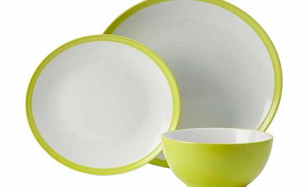 12 Piece Stoneware Dinner Set - Green