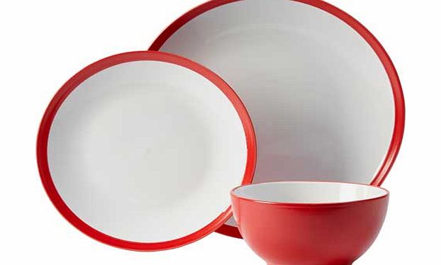 12 Piece Stoneware Dinner Set - Red