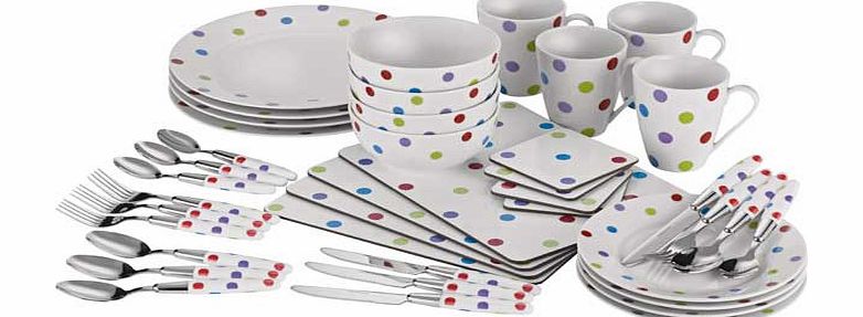 ColourMatch 40 Piece Porcelain Starter Dinner Set