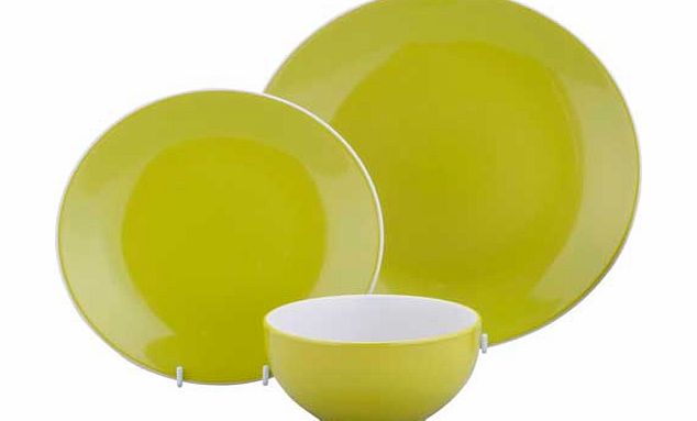 ColourMatch Two-Tone 12 Piece Dinner Set - Apple