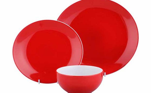 ColourMatch Two-Tone 12 Piece Dinner Set - Poppy