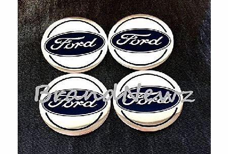 COMBINED BRAND NAME FORD CHROME EMBLEM WHEEL CENTER CAP STICKER LOGO BADGE WHEEL TRIM - 55MM DOME - SET OF 4