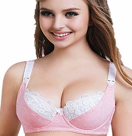 Comfy Nursing Bra Cotton Soft Nursing/Maternity Bra Underwired Breastfeeding CJ-1 Pink Daisy 36C