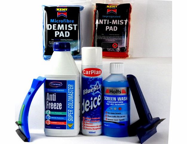 Comma WINTER PACK ANTIMIST PAD,DEMISTER PAD,DEICER 300ML,SCREEN WASH 500ML,ICE SCRAPER,SQUEEGEE,ANTIFREEZE 1LTR