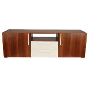 2 Drawer 2 Door Tv Unit, Walnut & White Gloss