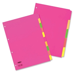 10 Part Fluorescent Subject Dividers A4