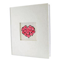 Confetti Pink rosebud heart photo album