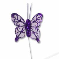 Purple sheer glitter bfly pk of 24