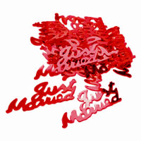 Confetti red just married metallic confetti