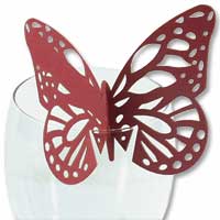 Confetti Red laser cut glass butterfly place card pk of 10