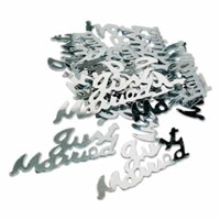 Confetti silver just married metallic confetti