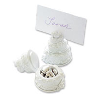 white cake place card holder / trinket box