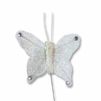 White sheer glitter bfly pk of 24