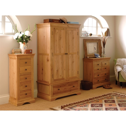 Constance Oak Bedroom Set With Double Wardrobe