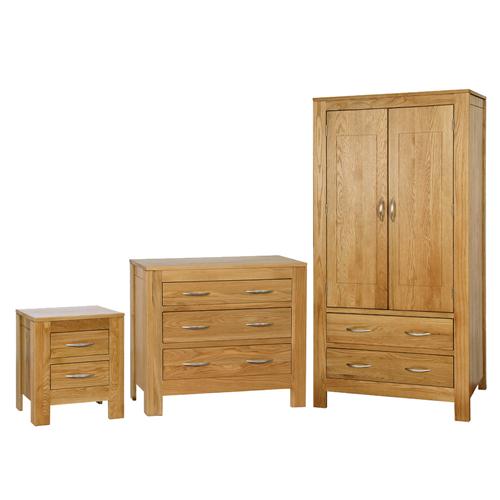 Contemporary Oak Bedroom Set with Gents Wardrobe