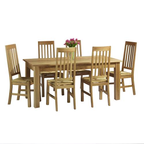 Contemporary Oak Dining Set (150cm   rush