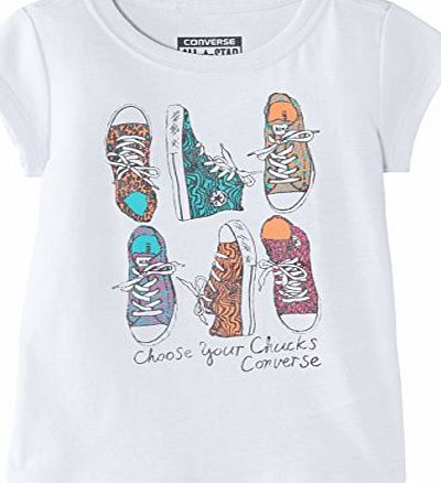 Converse Girls Choose Your Chucks Round Collar T-Shirt, Converse White, 10-12 Years