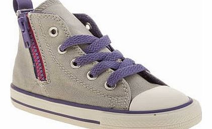 Converse kids converse light grey all star side zip hi