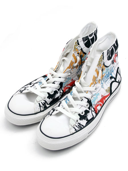 Converse White/Black Graffiti Print Trainer