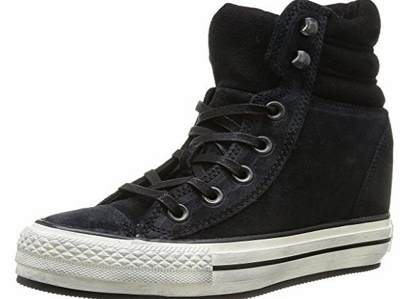 Converse Womens Chuck Taylor All Star Femme Burnished Platform Suede HI Trainers 381910 8 Noir 7 UK, 40 EU