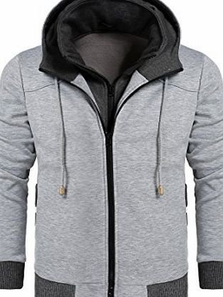 Coofandy Mens Fashion Thicken Hoodie Casual Sweatshirts Slim Fit Jacket