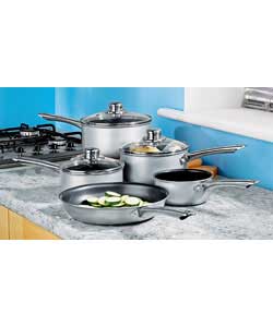 5 Piece Aluminium Non-Stick Pan Set - Silver