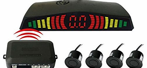 Cooler PZ304-W LED Wireless Car Parking Sensor Backup Reverse Rear View Radar Alert Alarm System with 4 Sensors