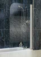 Frameless Bath Screen - Silver Frame - Striped Glass