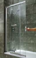 Sliding Bath Screen - Silver Frame - Clear Glass