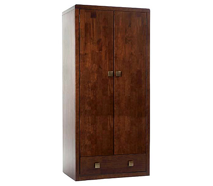 Core Products Reya Dark Stain 2 Door 1 Drawer Wardrobe - WHILE