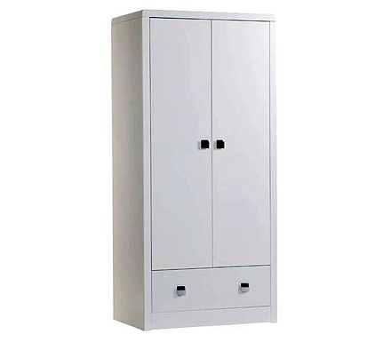 Core Products Reya White 2 Door 1 Drawer Wardrobe - WHILE