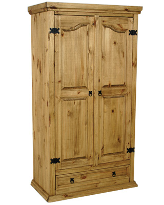 2 DOOR PINE WARDROBE WITH DRAWER